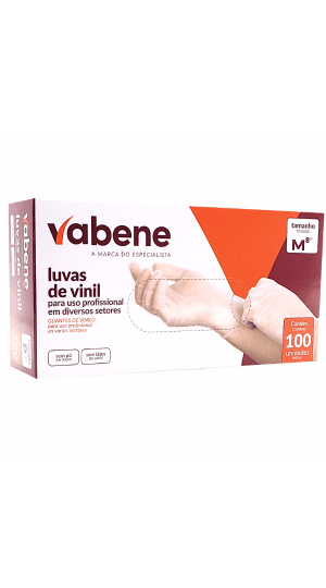 VABENE LUVAS DE VINIL TAMANHO M 8 COM 100 UNIDADES