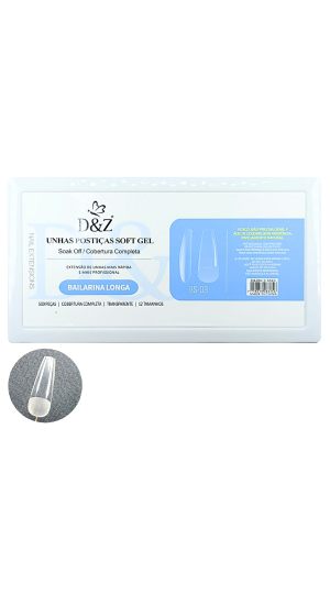 D&Z UNHA POSTIÇA SOFT GEL BAILARINA LONGA TRANSPARENTE 500 PEÇAS