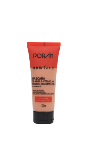 PORÁN NEW FACE MÁSCARA DE ARGILA VERMELHA PARA PELE COM MANCHAS 100G