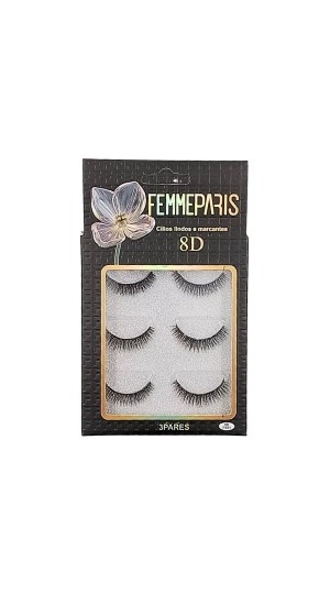 FEMMEPARIS CILIOS POSTIÇOS 8D F001 C/3 PARES