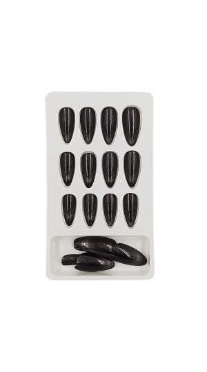 REAL LOVE UNHAS POSTIÇAS OLHO DE GATO PRETO C/ CINZA C/24 PCS 