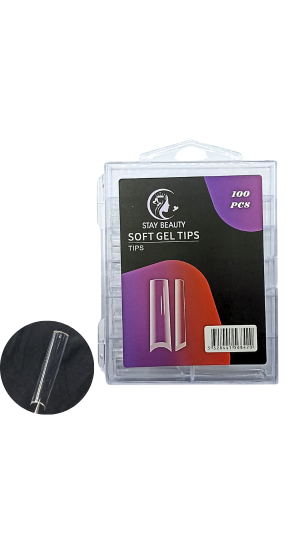 STAY BEAUTY SOFT GEL TIPS UNHA POSTIÇA COM 100 TRANSPARENTE